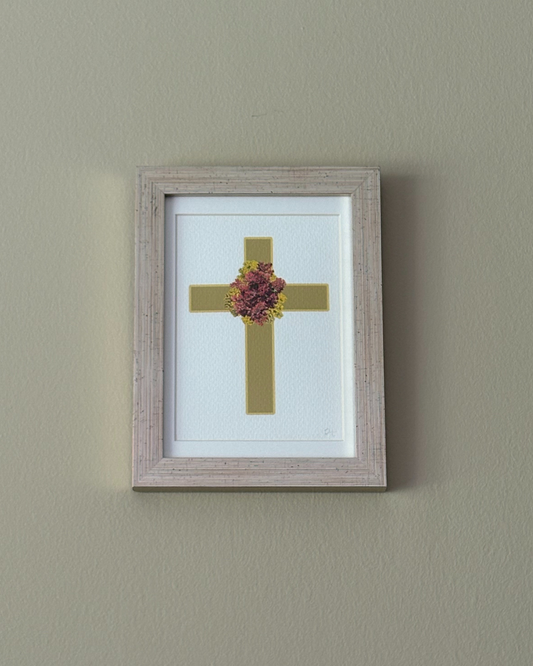 Cruz Mini en marco dorado.